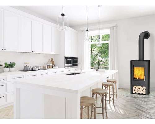 Stufa Camino Tuvalu Corpo nero Rivestimento acciaio – 6 kW – Image 2