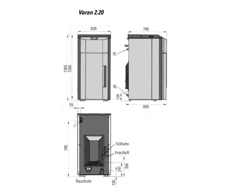 Stufa a pellet Strebel Varan 2.20 – Acciaio grigio – 20 kW – Image 5