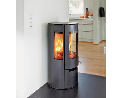 Caminetto Aduro 9 in acciaio nero con cassetto – 6 kW – Image 2